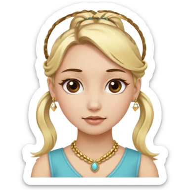 fancy blonde hair girl with ponytails brown makeup and jewellery sticker