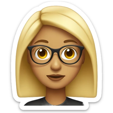 chica rubia de ojos negros con lentes, suspirando enamorada sticker