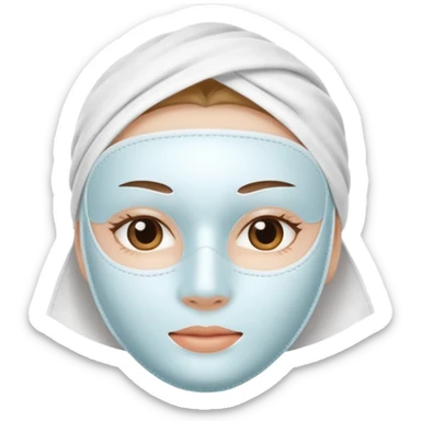 a white skincare beauty mask pack for face, made with cloth sticker