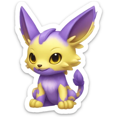 Cute cool purple yellow animal hybrid Fakemon full body sticker