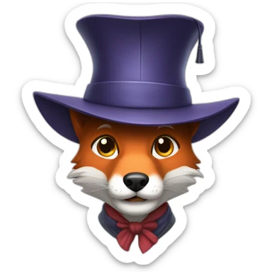 Professor Fox with doctores hat sticker