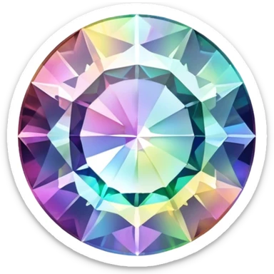 Round cut holographic mystic quartz gemstone with rainbow iridescence and sparkling facets sticker