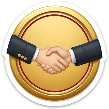 circular achievement style badge border for brand loyalist featuring a handshake and classy border  sticker