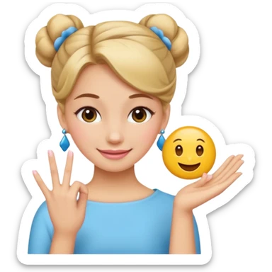 Emoji qui sourire avec un doigt d’honneur et un noeud dans les cheveux ils faut que se soit girly sticker