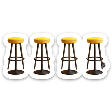 A 3D cartoon bar counter with tall stools, hanging yellow lights, and shelves filled with colorful bottles in the background. Smooth textures, warm ambient lighting, realistic reflections, dark background, Memoji-style design. sticker