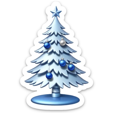 White christmas tree withe blue and silver decoration sticker