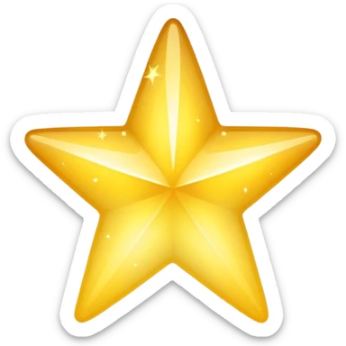 Generate a high-quality 3D cartoon-style emoji of a yellow sparkling star, glittering and shining effect, smooth gradient colors, rounded and cute appearance, no human faces, simple white background, high-resolution.

 sticker