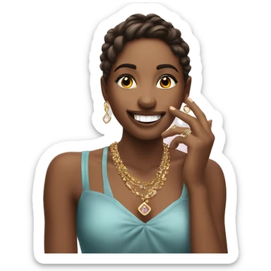 smiling girl indoors with jewelry blowing kisses  sticker