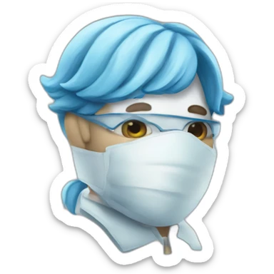 White Il Dottore in mask with blue hair sticker