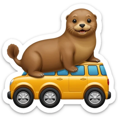 sealion on a vehicle with 4 wheels sticker