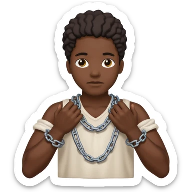 Black person with chains around his hands and cotton in his hands  sticker
