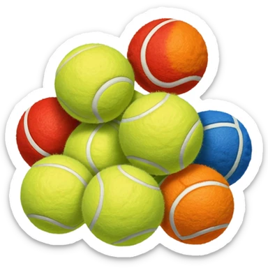 red yellow orange blue green tennis balls sticker