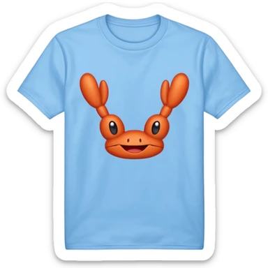 Blue shirt with I love krabby on it sticker
