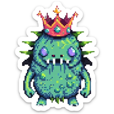 slime monster wearing a spiky crown sticker
