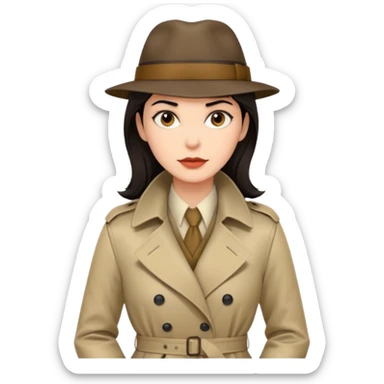 trençkotlu kadın koyu saçlı dedektif  sticker