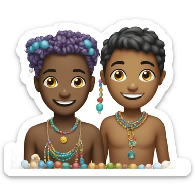 smiling boy and girlwith jewelry sticker