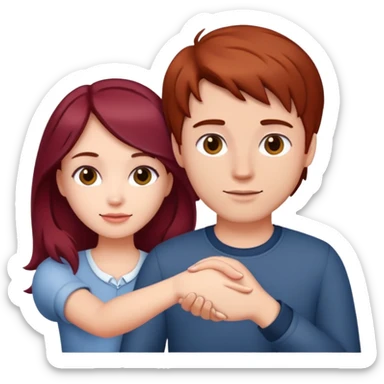 Burgundy haired girl holding brunette boyfriends hand sticker