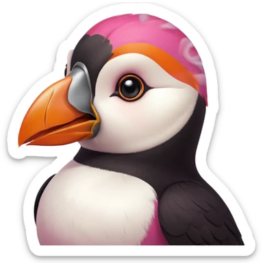 pink puffin angry blow steam nose beak sticker