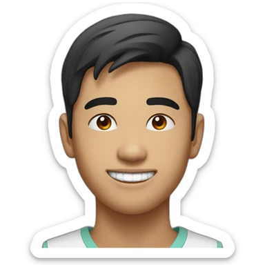 handsome South east asian 20 year old with only a black left front tooth sticker