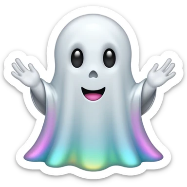 Holographic chrome cartoon ghost with no arms sticker