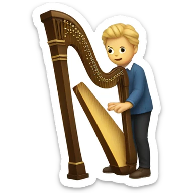 someone playing a harp sticker