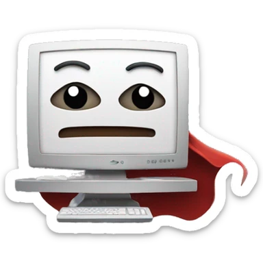 computer wearing a superhero cape sticker