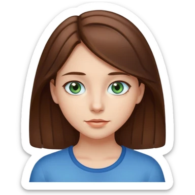 girl with medium length brown hair and blue-greenish eyes sticker