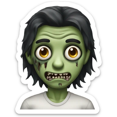 scary boy zombie with medium long dark hair sticker