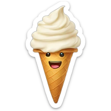 Ice cream cone with a happy face sticker