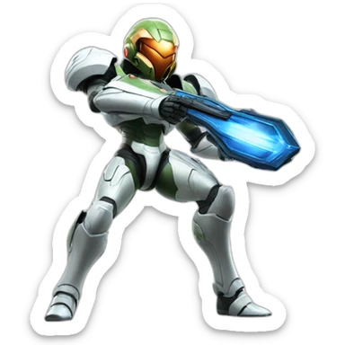 samus in smash bros, white armor sticker