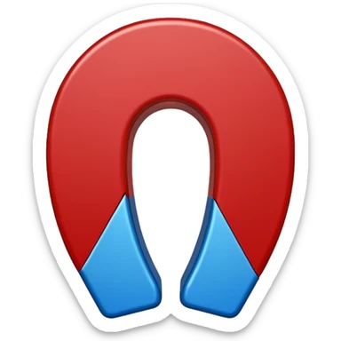Horseshoe magnet emoji-style, vertical, split in half: left blue with “S”, right red with “N”, clean background.
 sticker