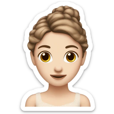 White skin brown hair ballerina ￼ sticker