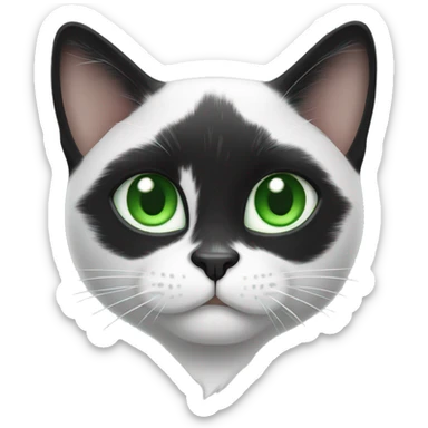 Black and white cat with green eyes sticker
