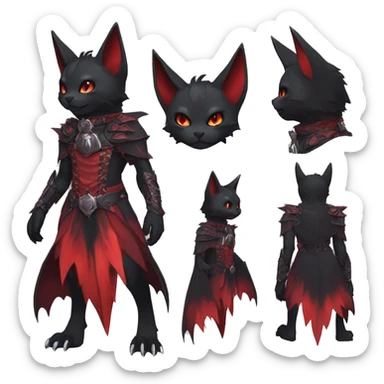 cool edgy black evil red ethereal fantasy nargacuga-bat-cat-Fakemon collar harness full body sticker