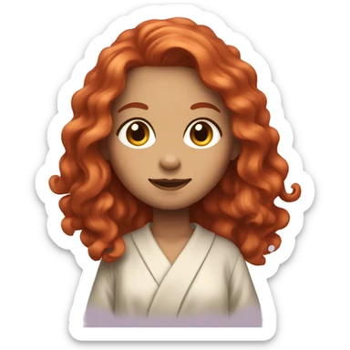 red-haired girl with long wavy hair in a robe sticker