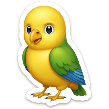 Pappagallo giallo e blu con il giallo sul petto le ali e la coda blu e la fronte poco poco verde sticker