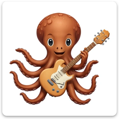 happy octopus with multiple arms playing guitar sticker