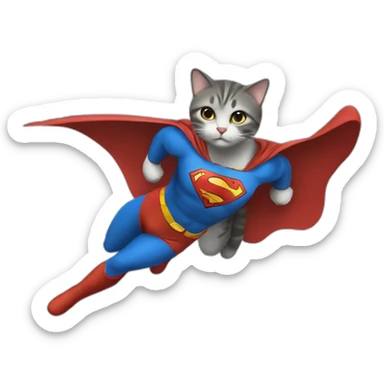 flying cat wearing superman costume sticker