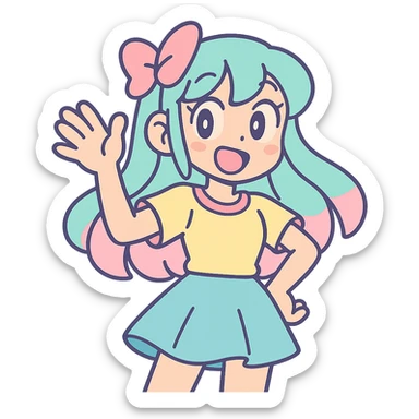 anime girl in pastel toon style sticker