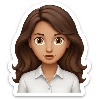 mujer trigueña ,  pelo ondulado,  pelo largo  color marron oscuro, ojos marrones oscuros sticker
