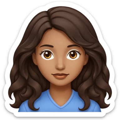 emoji of a woman with long wavy dark brown hair, dark brown eyes, and light brown skin sticker