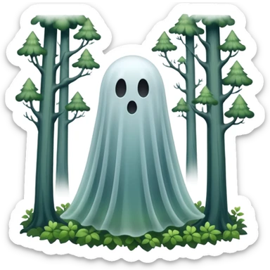 ghost floating through forest sticker