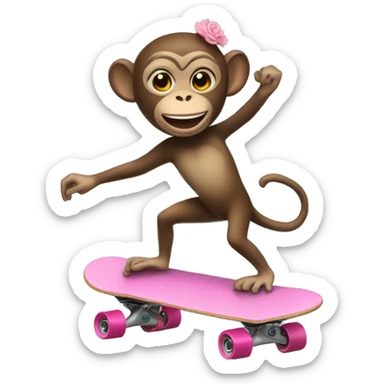 Monkey on a skateboard with a tutu and ballet slippers  sticker