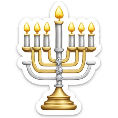 Chanukah menorah gold and silver  sticker