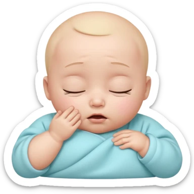 Cute 3D baby emoji, rubbing eyes, sleepy expression, chubby infant, short fine baby hair, soft pastel colors, clean white background  sticker