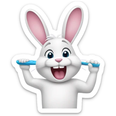 Bunny brushing teeth sticker