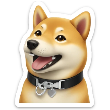 a smiling shiba inu dog with a collar that says "NEIRO" sticker