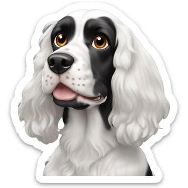 black and white english cocker spaniel with nose spots  sticker