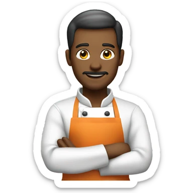 male chef that is using a light orange apron sticker