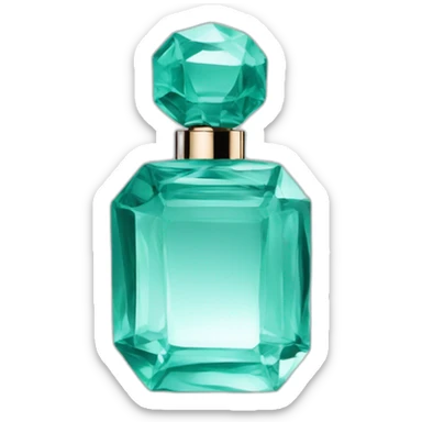Iconic Luxury Esmerald Cut Crystal Fragrance Bottle Turquoise Tint sticker